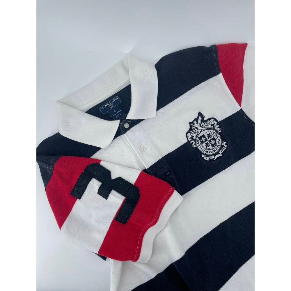 U.S. Polo Assn Polo Shirt Men’s L New York City Crest Striped 100% Cotton